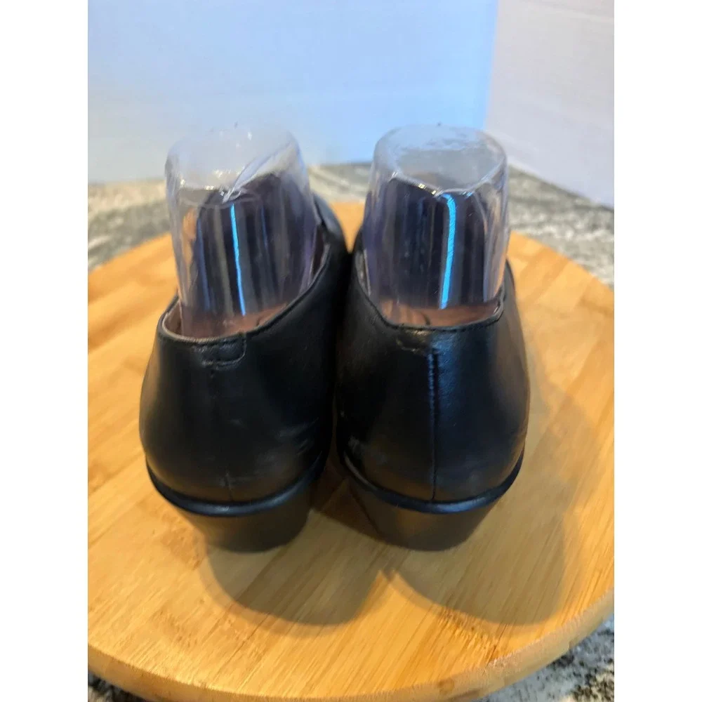 Dansko Black Leather Slip On Wedge Loafers Womens 40 Comfort Work Shoes